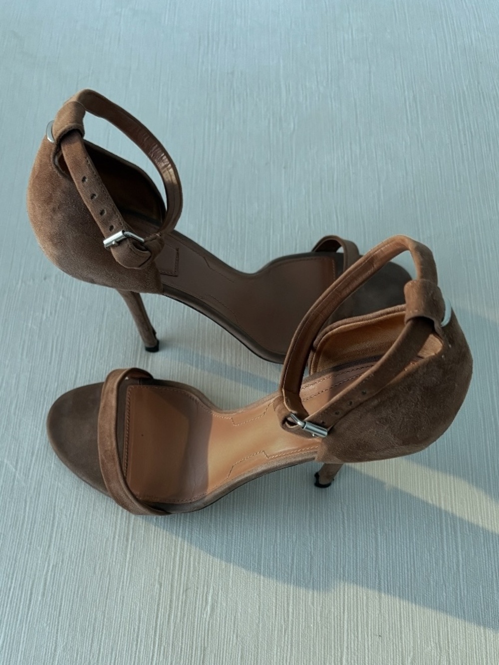 Givenchy Paris Brown Suede Ankle Strap Stiletto Heels 7.5